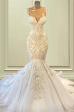 Elegant Sleeveless Sweetheart Lace Mermaid Wedding Dress