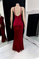 Elegant Spaghetti Strap V-neck Backless Mermaid Prom Dress