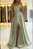 Elegant Spaghetti-Straps Long Evening Prom Dress With Split