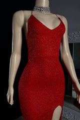 Elegant Split Front Criss-cross Straps Mermaid Prom Dresses