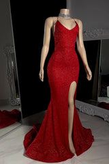 Elegant Split Front Criss-cross Straps Mermaid Prom Dresses