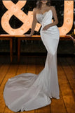 Elegant Strapless Mermaid Sequins Sleeveless Bridal Dress