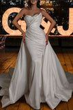 Elegant Strapless Mermaid Sequins Sleeveless Bridal Dress