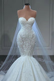 Elegant Strapless Sleeveless Mermaid Satin Floor-Length Wedding Dresses with Lace