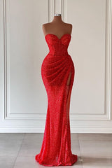 Elegant Sweetheart Sleeveless Mermaid Prom Dresses with Split