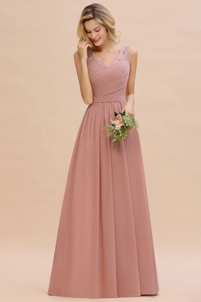 Elegant V-Neck Elegant Evening Maxi Dress Bridesmaid Dress Sleeveless Styles