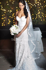 Elegant White Lace Sweetheart Bridal Gown Latest Court Train Tulle Plus Size Wedding Dresses