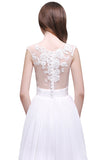 Elegant White Sheer Lace Chiffon Beach Wedding Dress On Sale