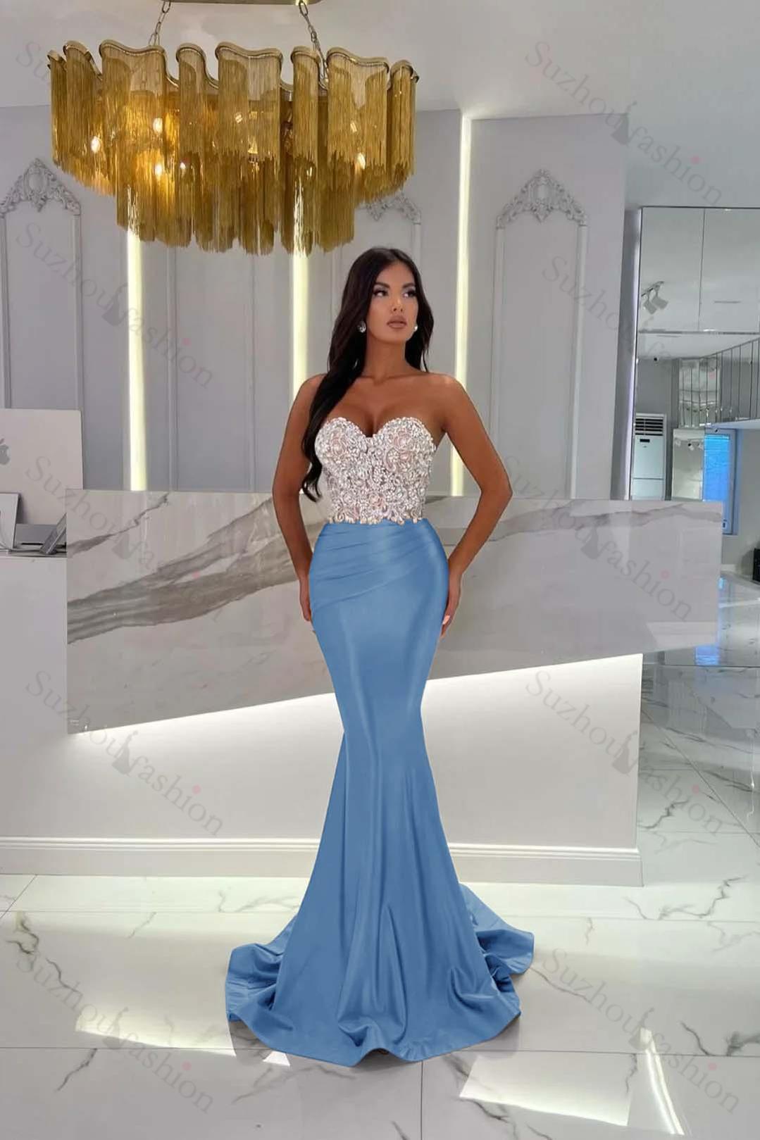 Evening Formal Dress Satin Gold Prom Dress Sweetheart Sleeveless Strapless With Rhinstone Mermaid