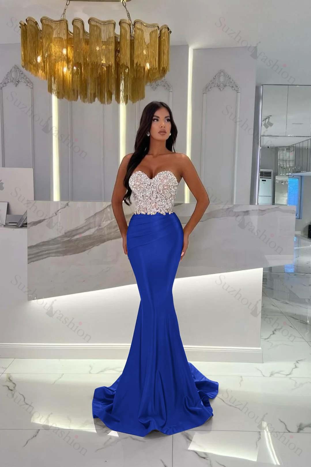 Evening Formal Dress Satin Gold Prom Dress Sweetheart Sleeveless Strapless With Rhinstone Mermaid