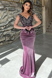 Exquisite Purple Sequins V-neck Sleeveless Floor-length Prom Dresses