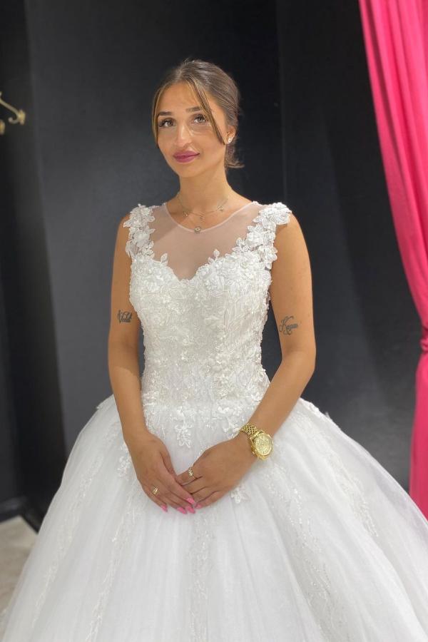 Eye-catching Off The Shoulder Lace Sweetheart White A-lIne Wedding Dresses
