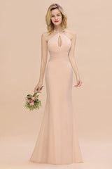Fabulous Halter Slim Mermaid Bridesmaid Dress Long Party Dress