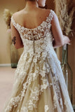 Fabulous Long A-line Lace Bridal Gowns With Train