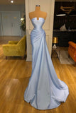 Fabulous Long Blue Mermaid Formal Wears Classy Sleeveless Prom Dresses