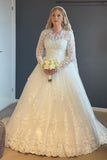 Fabulous Long Long Lace Bridal Dress With Long Sleevess