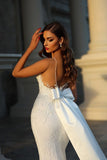 Fabulous Long Mermaid Sleeveless Bridal Dress With Lace