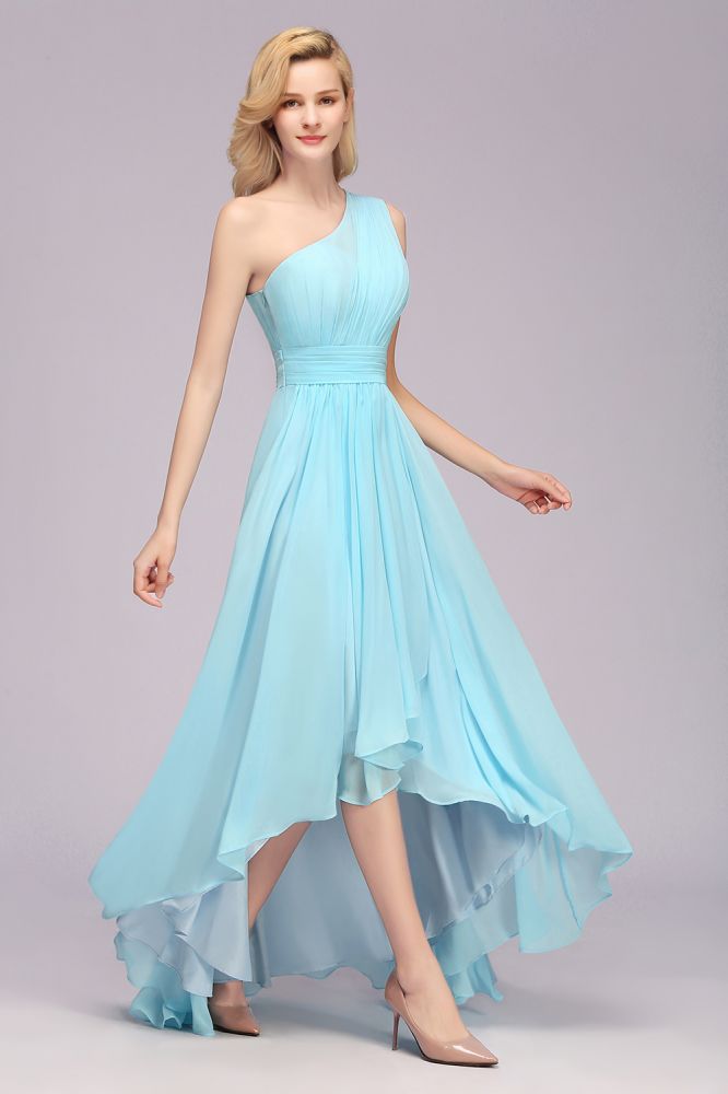 Fabulous One Shoulder Elegant Hi-lo Chiffon Bridesmaid Dresses for Women