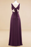 Fabulous Sleeveless Elegant Chiffon Bridesmaid Dress Long V-Neck Party Gown