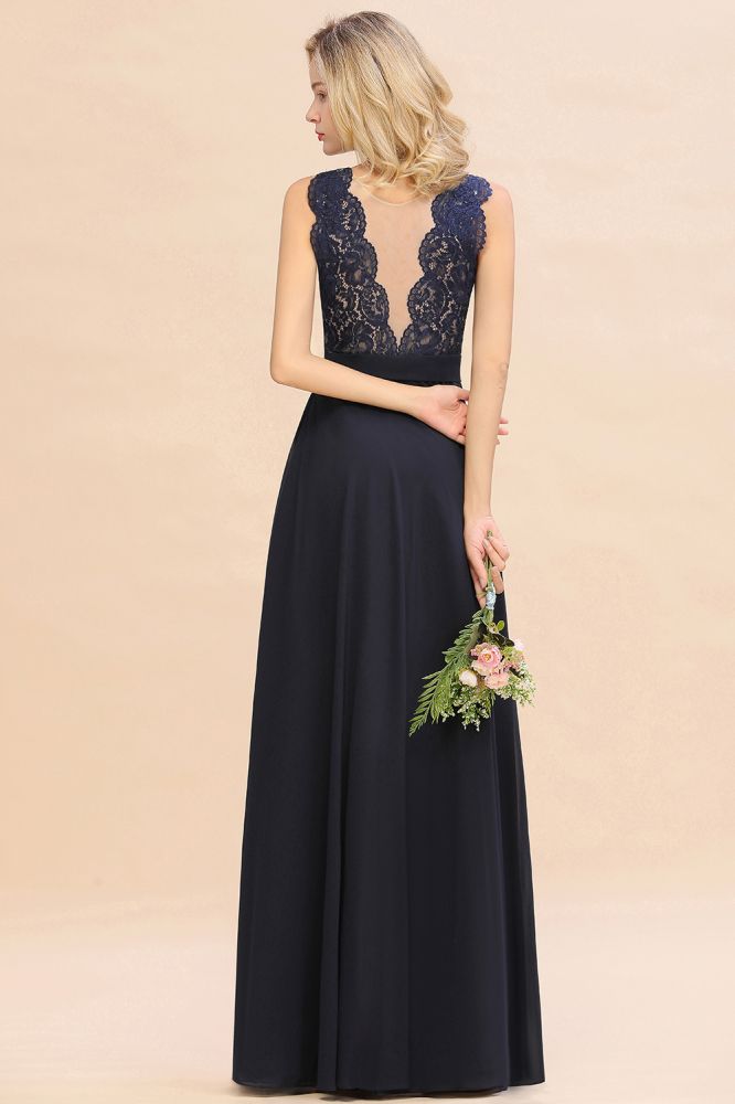 Fabulous Sleeveless Elegant Lace Appliques Long Bridesmaid Dress
