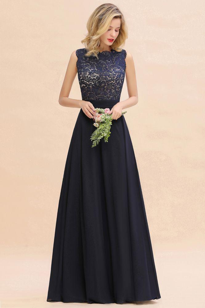 Fabulous Sleeveless Elegant Lace Appliques Long Bridesmaid Dress