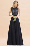 Fabulous Sleeveless Elegant Lace Appliques Long Bridesmaid Dress