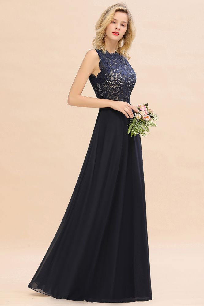 Fabulous Sleeveless Elegant Lace Appliques Long Bridesmaid Dress