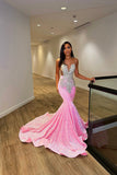 Fabulous Sleeveless Mermaid Sequined Prom Dresses with Ruffles