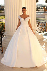 Fabulous Sweetheart Cap Sleeves Ball Gown Bridal Dress Sequins