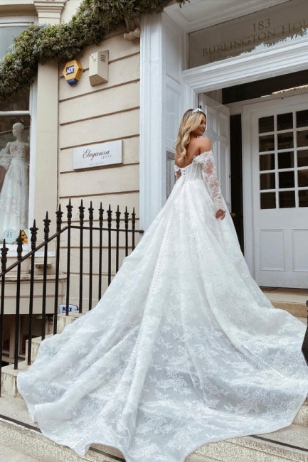 Fabulous Sweetheart Long Sleevess Long Lace Bridal Dress