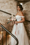 Fabulous Sweetheart Off-the-Shoulder Cap Sleeves Long Lace Bridal Dress
