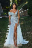 Fabulous Sweetheart Sleeveless One Shoulder Sequined Prom Dresses with Split