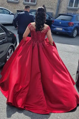 Fabulous V-Neck Cap Sleeves Long Bridal Dress