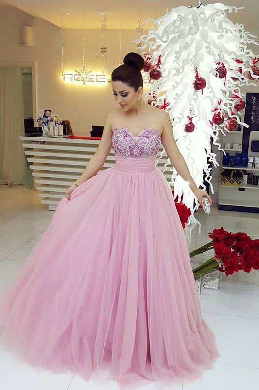 Fairy Beadings Tulle Gorgeous Long Sweetheart Prom Dress