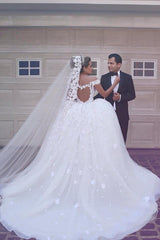 Fairy Off-the-Shoulder Lace Wedding Dress Ball Gown Princess Bridal Gowns On Sale