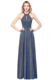 Fashion A-Line Halter Sleeveless Evening Dress in Stock