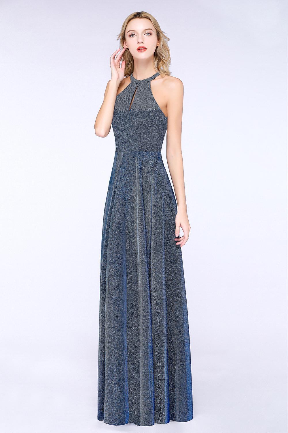 Fashion A-Line Halter Sleeveless Evening Dress in Stock