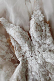 Fashion Backless A-Line V-neck Sleeveless Wedding Dresses With Lace