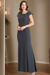 Long Mermaid Trumpet Mother of the Bride & Groom Dress with Rhinestone Cowl Neck