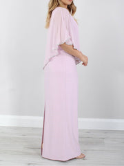 Long Mother of the Bride Gown with 3/4 Sleeves