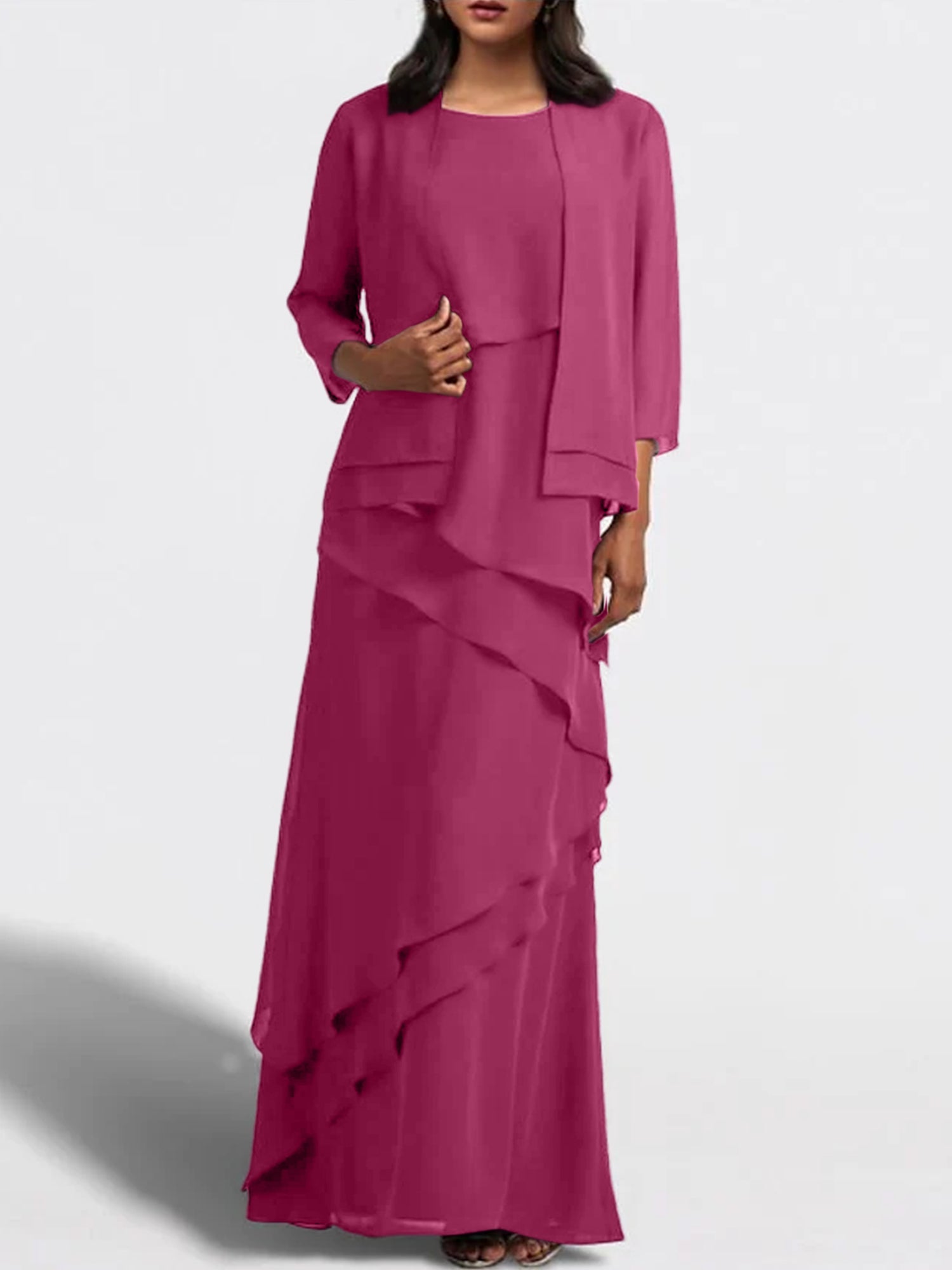 Long Mother of the Bride Sheath Dress with Matching Jacket