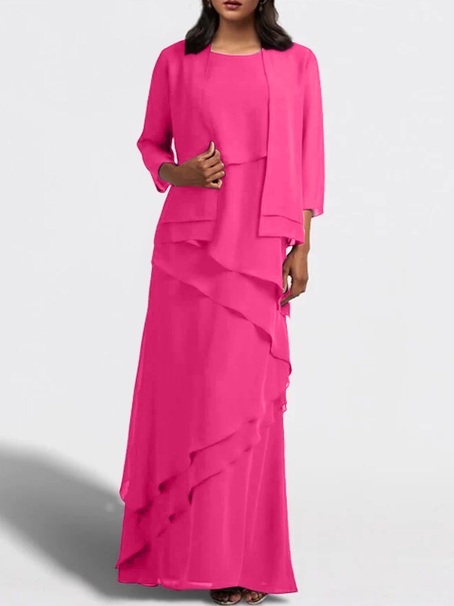 Long Mother of the Bride Sheath Dress with Matching Jacket