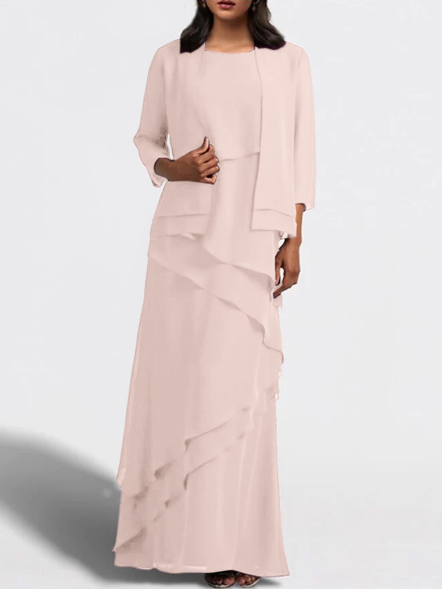 Long Mother of the Bride Sheath Dress with Matching Jacket