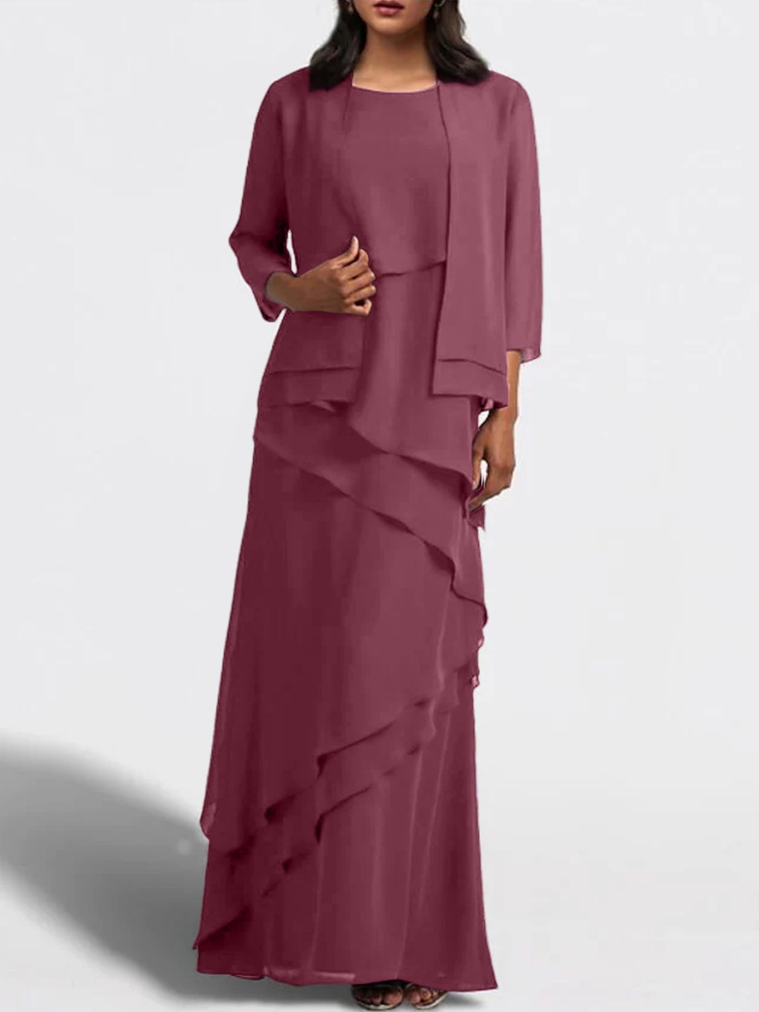 Long Mother of the Bride Sheath Dress with Matching Jacket