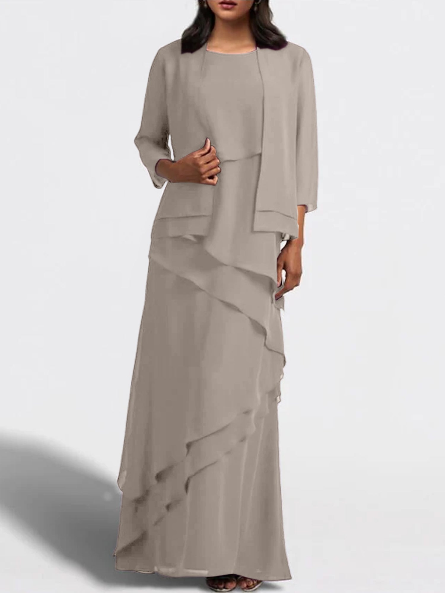 Long Mother of the Bride Sheath Dress with Matching Jacket