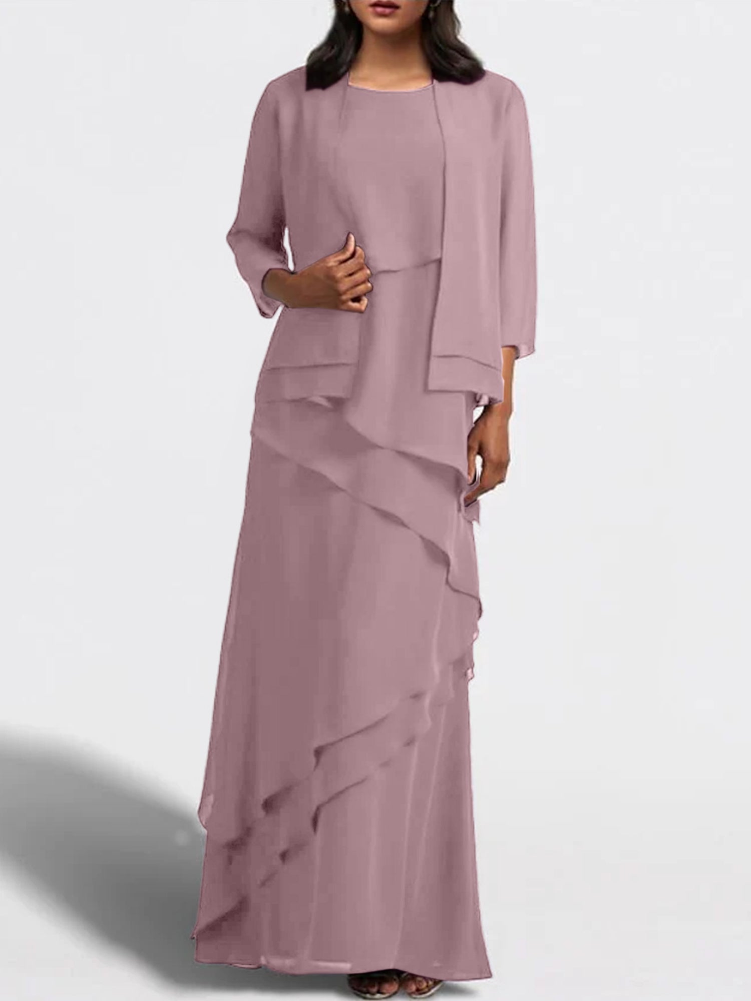 Long Mother of the Bride Sheath Dress with Matching Jacket