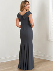 Long Mother of the Bride Sheath Column Jewel Neck Gowns