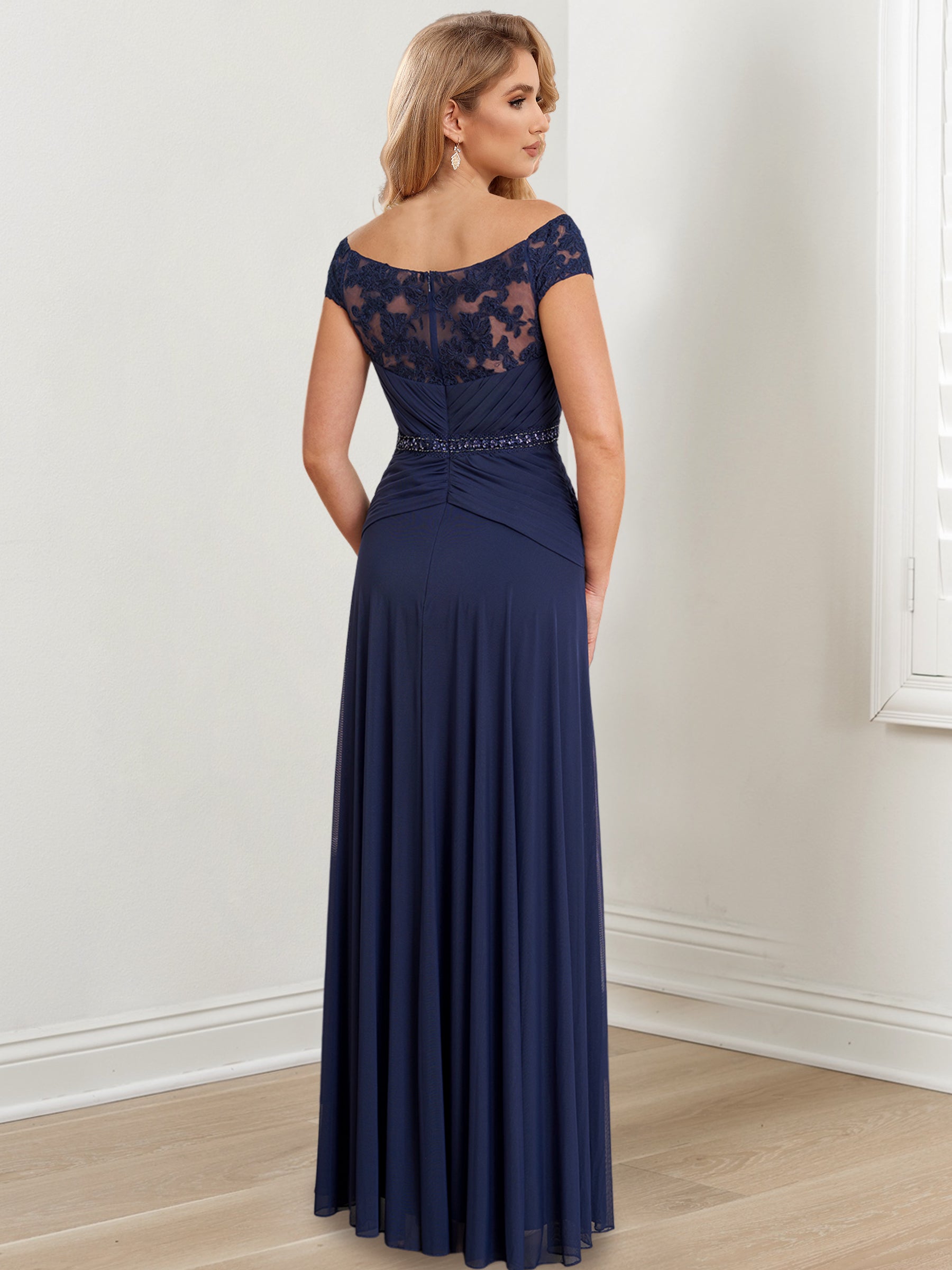 Long Off the Shoulder Mother of the Bride A Line Dress