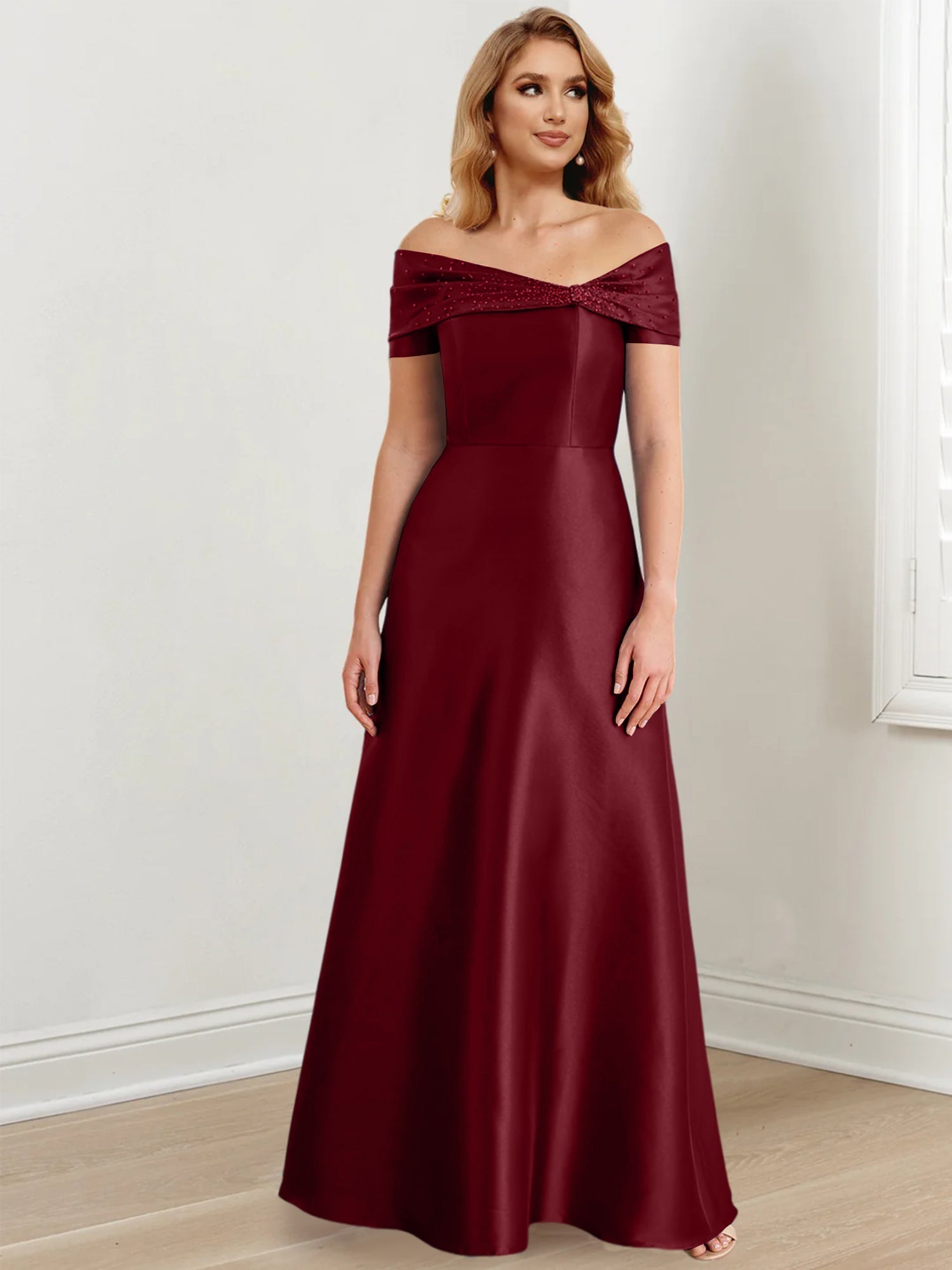 Long Off the Shoulder Mother of the Bride A Line Dress