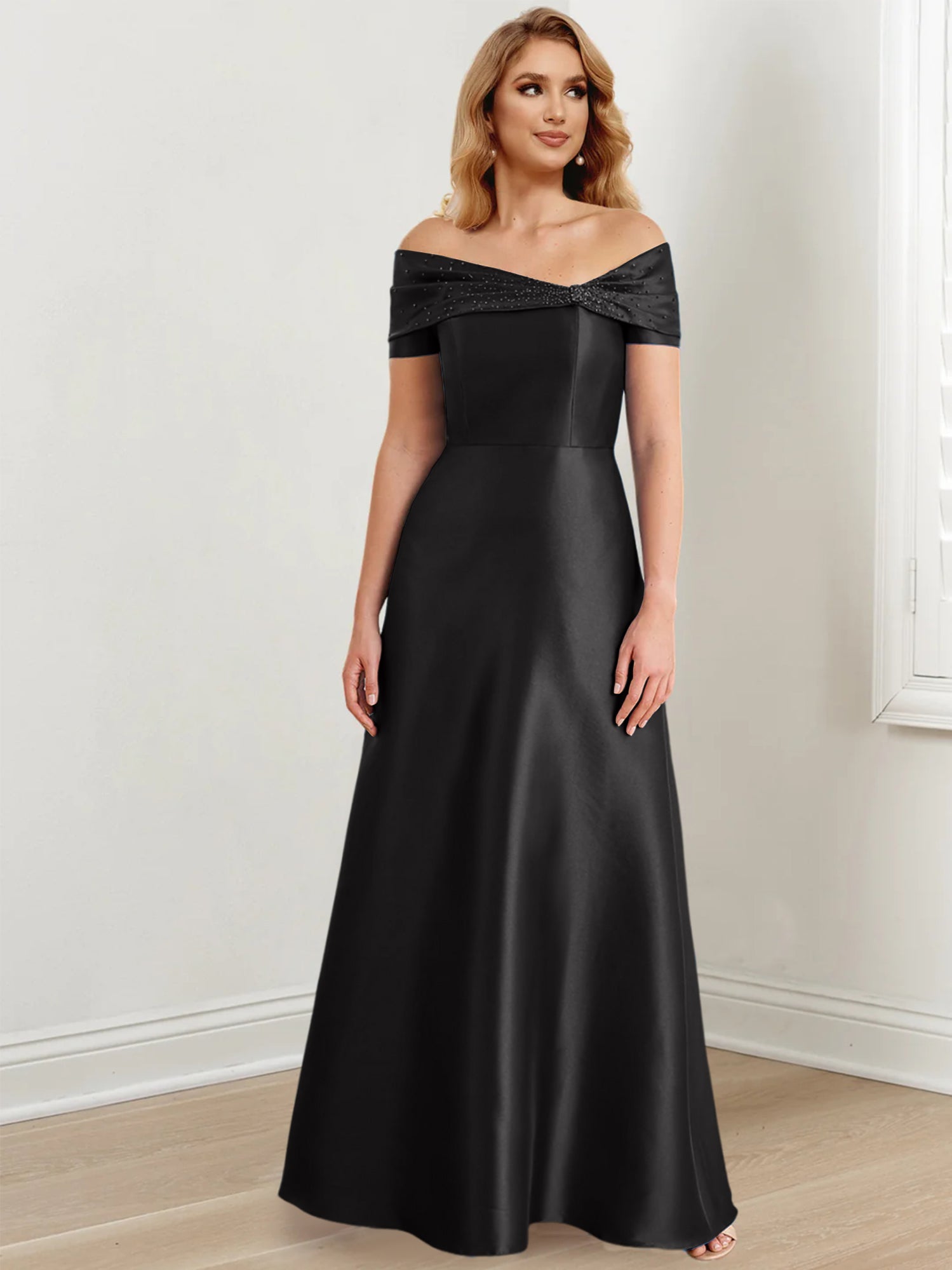 Long Off the Shoulder Mother of the Bride A Line Dress